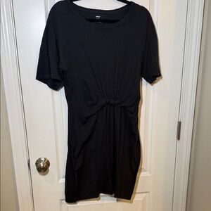 AERIE distressed navy  Short Sleeve Knot-Front Tee- Dress, Size large